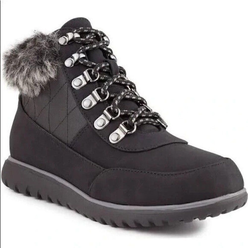 Karen Scott Wanona Booties Faux Leather Faux Fur Black 6.5M New